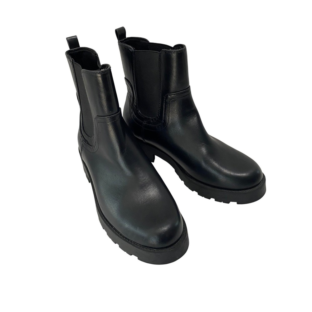 Old Navy Chunky Chelsea Boots Women 7 Black Lug Sole Pull On Blackjack Pull On